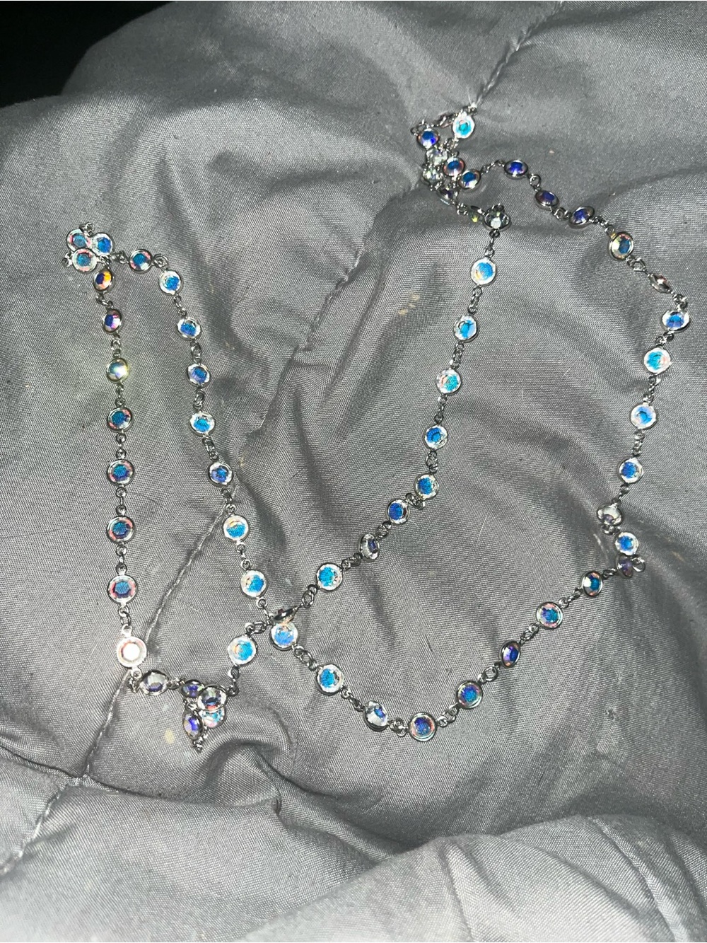 Touchstone Crystal Chanelle Aurora Boreal single long strand Swarovski Crystal